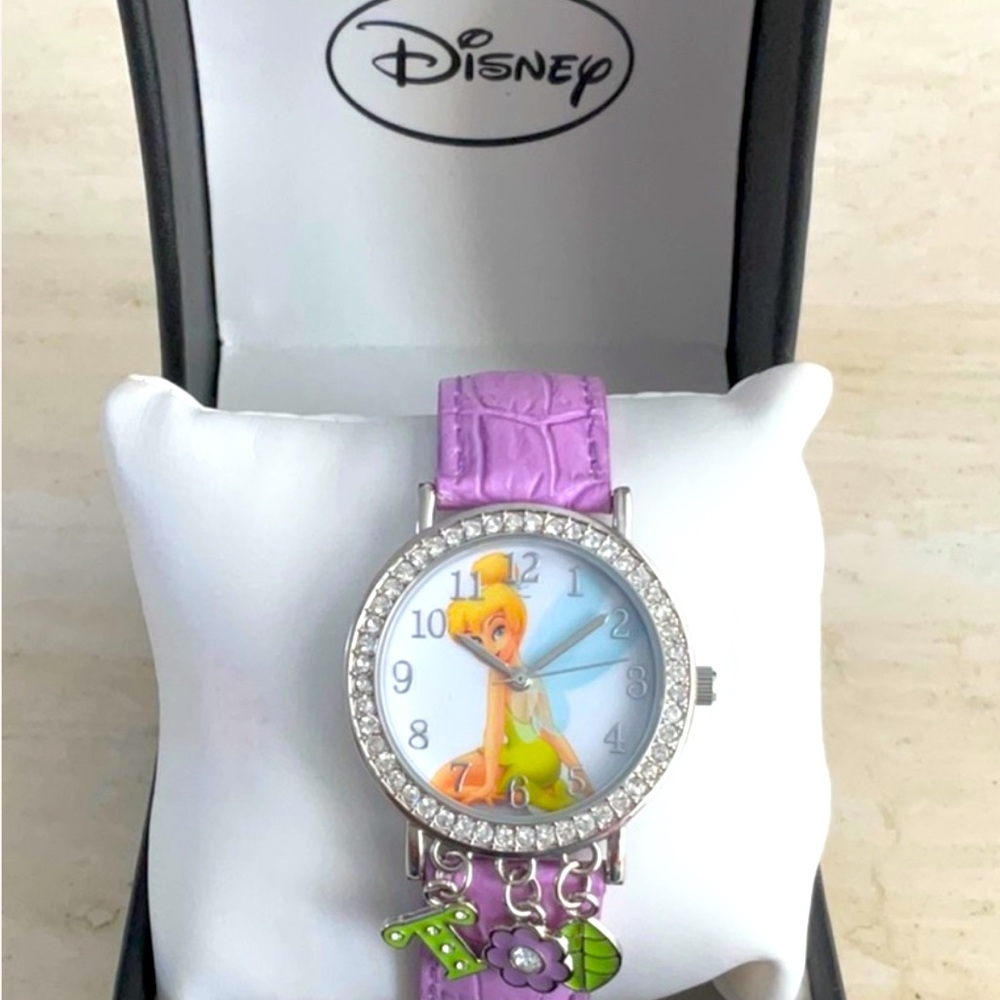 Tinkerbell Watch Charms Disney Wristwatch Tinker Bell Fairy Crystals Vintage